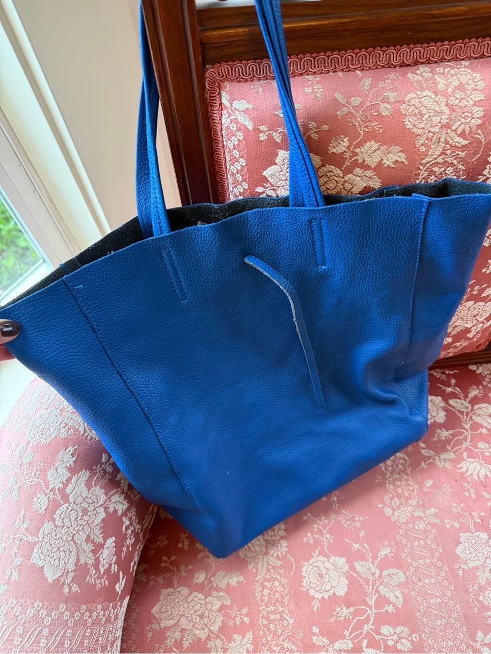 Cobalt Blue Italian Leather made in Italy Tote Bag
